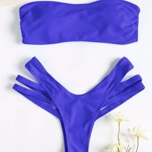 ZAFUL Cutout Bandeau Bikini Set - Cobalt Blue